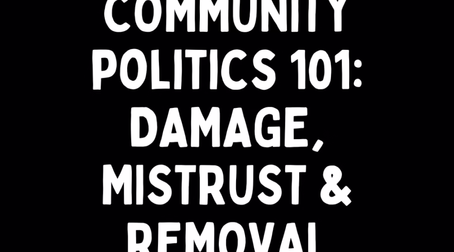 Community Politics 101: Damage, Removal and Mistrust